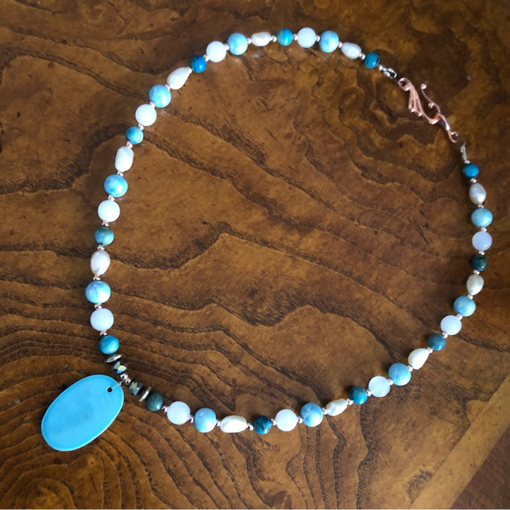 Handcrafted Abalone Shell Dyed Agate Howlite Ston… - image 8